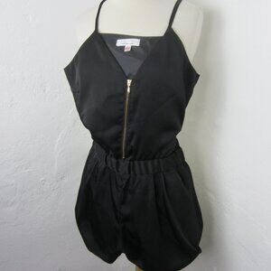 Uniqlo - Shipley & Halmos Black Satan Zip Front One Piece Shorts Romper Womens L